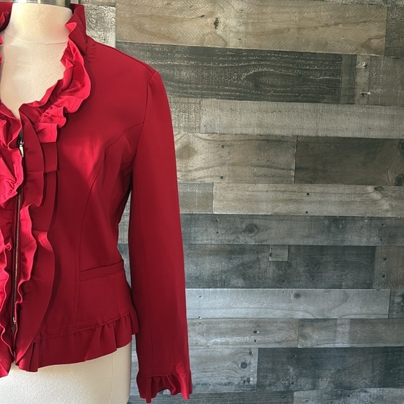 INC International Concepts red blazer jacket large feminine formal holiday party - Picture 3 of 11